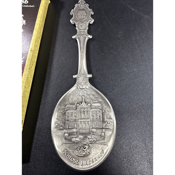 Vintage 1986 SCHLOSS LINDERHOF PEWTER SPOON Anno Domini JARESLOF With Box - Picture 2 of 7